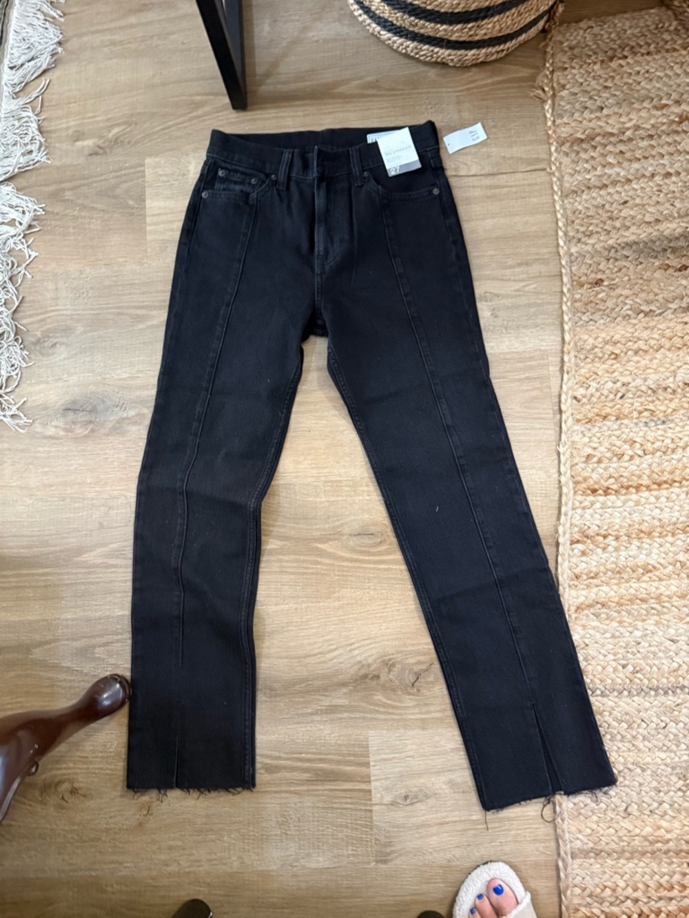 GAP Black High Rise 90’s Straight-Leg Jeans - Raw Hem